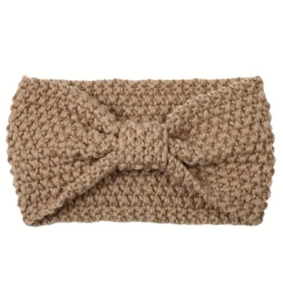 Tan Knitted Headband Elastic Wide Stretch Top Twist Ladies Hair Accessories - Picture 1 of 5